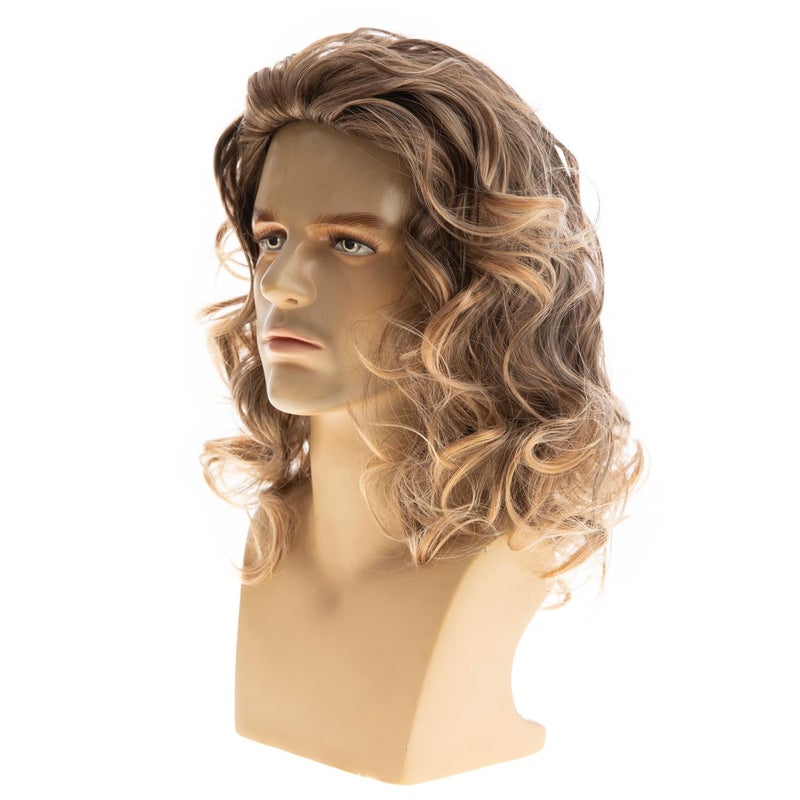 Wiwige Long Blonde Wig for Men Long Curly Wavy Wig for Males Synthetic Layered Party Halloween Cosplay Hair Wig - Image 3